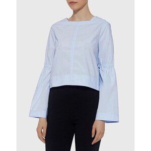 NWOT Derek Lam IO Crosby Women's Blouse Shirt Top Blue Flare Long Sleeve Size 6